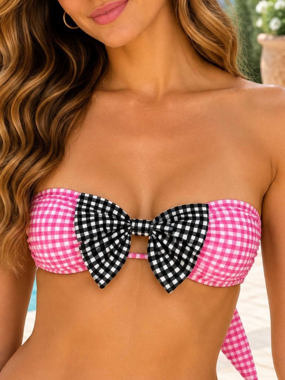Luli Fama Gingham Bikini Top